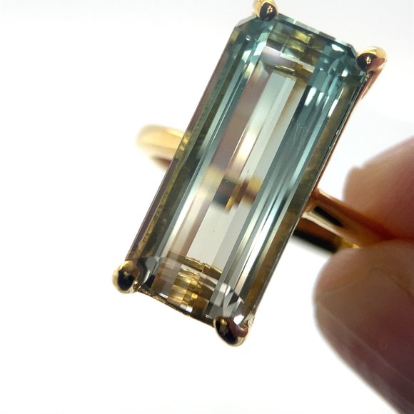 Bi Color Tourmaline 7.25ct Solid 14K Yellow Gold Ring - Picture 1 of 6